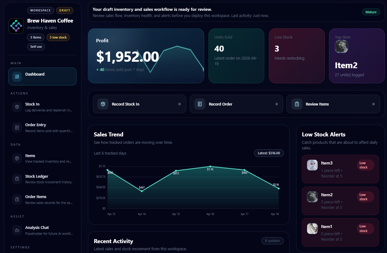 Inventory & Sales template preview